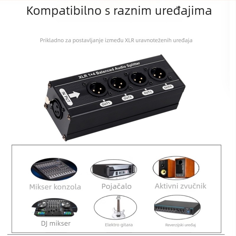 XLR balansirani 1-in 4-out audio splitter izolator za XLR sučelje