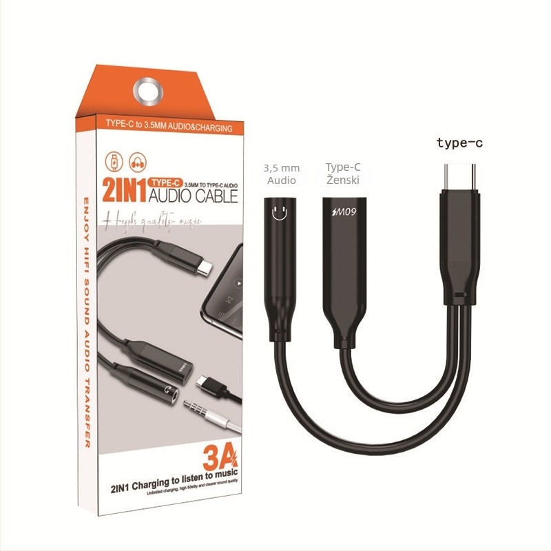 FLITOP Type-C na 3,5 mm audio adapter, model C-to-C+3.5, kompatibilan sa Samsung, Huawei, Apple iPhone 15 i drugi USB-C uređaji