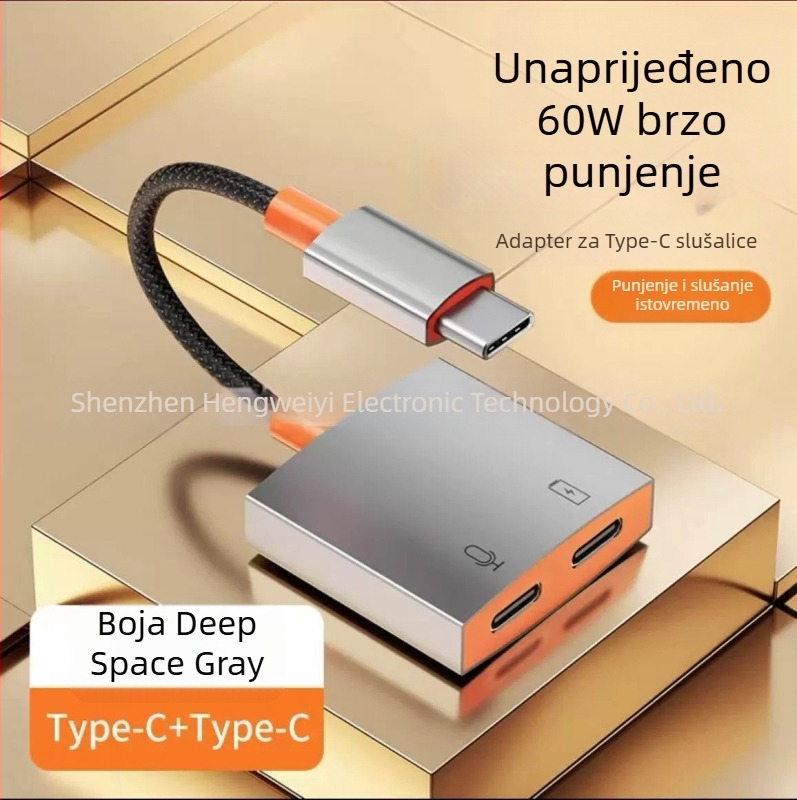 Type-C audio adapter za Apple uređaje - 2-u-1 dekodirajući pretvarač, model Hwy-007, brenda Yycz