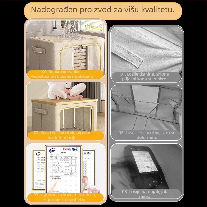 Velika tekstilna kutija za odlaganje odjeće i pokrivača, organizator garderobe, sklopiva kutija za pohranu