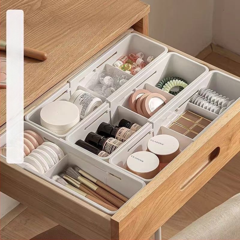 Kutija za spremanje u ladici – japanski stil, PP materijal, s podjelama, proširiva, kapaciteta 18 L, za donje rublje, čarape, kozmetiku i kancelarijske potrepštine