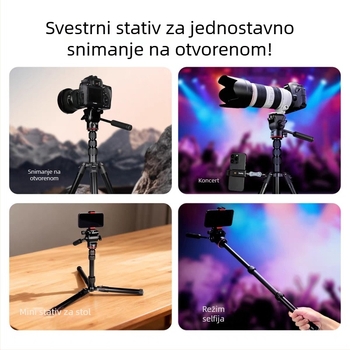 Kamerni stativ s hidraulikim gimbalom, aluminijska legura, nosivost 2–5 kg, težina 1,16 kg, pločica brzog otpuštanja