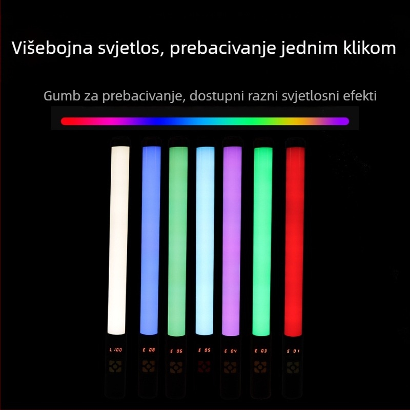 Prijenosno RGB svjetlo za fotografiju, LED dopunsko svjetlo, punjivo, podesiva jačina, 10W, 13 načina, za livestream