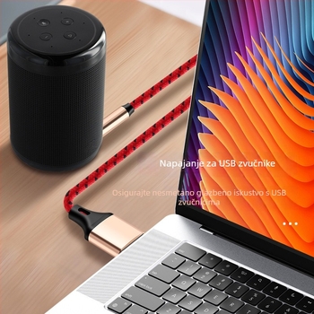 TYPE-C Dual Audio audio kabel, pleteni najlonski omot, bakreno jezgro, kompatibilno s 3,5 mm uređajima