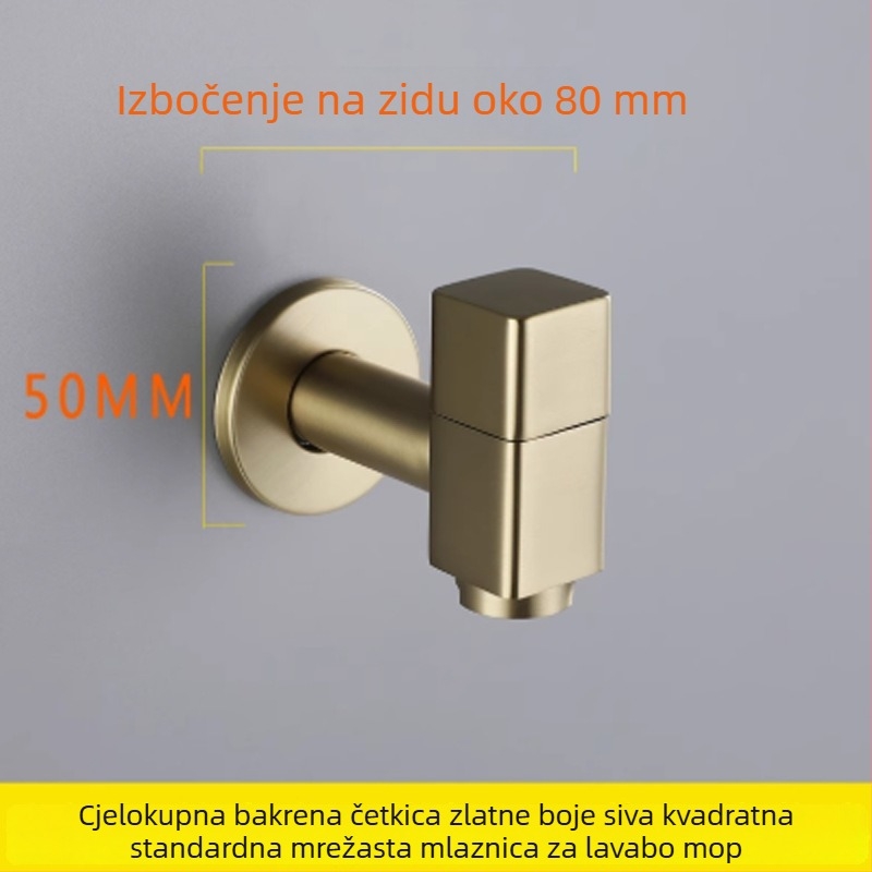Zidna slavina za perilicu, bakreno tijelo, keramički disk ventila, ugradnja u zidu, nazivni tlak 1,6 MPa