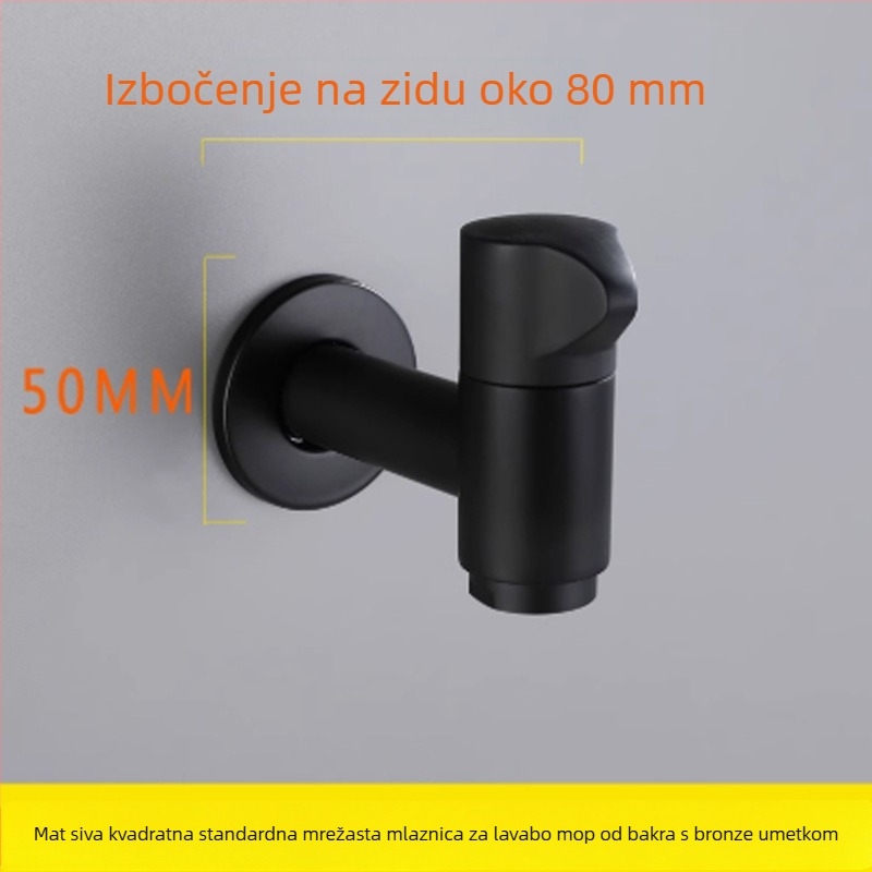 Zidna slavina za perilicu, bakreno tijelo, keramički disk ventila, ugradnja u zidu, nazivni tlak 1,6 MPa