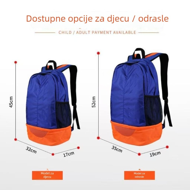 Unisex sportski ruksak s odjeljkom za tenisice — velik kapacitet, najlon, prozračan, antibakterijski, proširiv, pogodan za košarku, nogomet i tenis