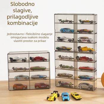 Stalak za prikaz modela automobila, 8-komorni dizajn, ABS plastika, proziran, otporan na prašinu, slaganje MD-0846