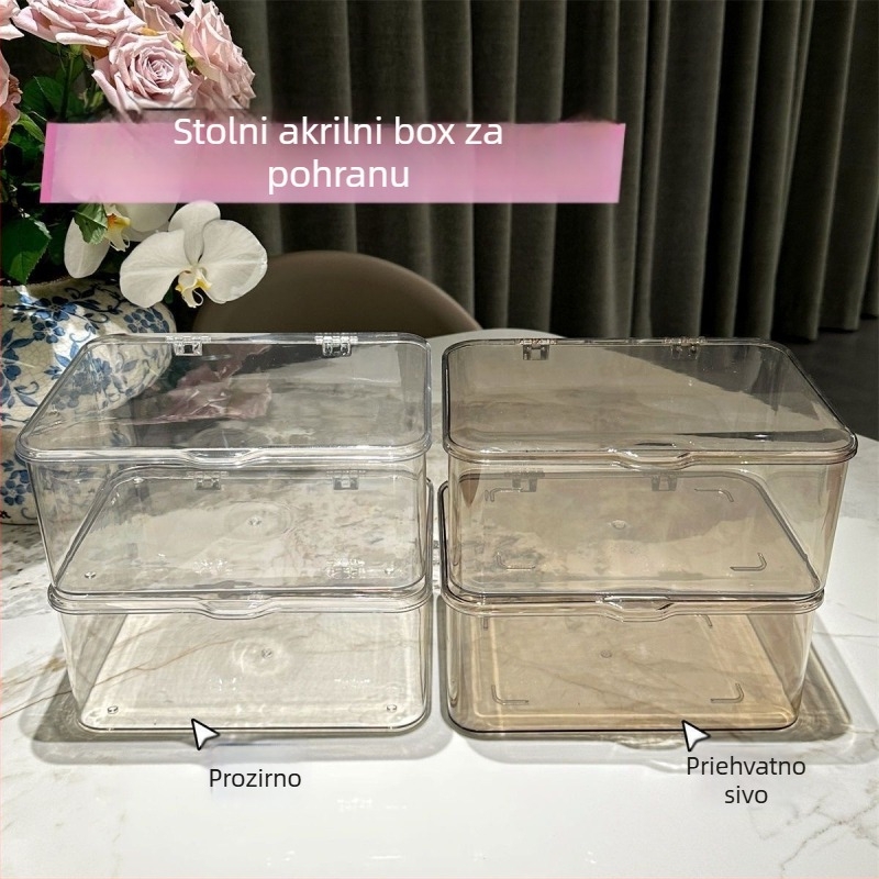 Flip-Top stolna kutija za nakit s poklopcem, prozirni PET, 12 L