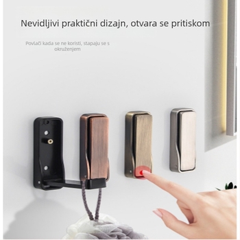 Olefo skriveni kukica za garderobu - bez bušenja, sklopiva, aluminijski spoj, elektroplatirana površina, za vrata/ zid, Model 800, moderni minimalistički stil
