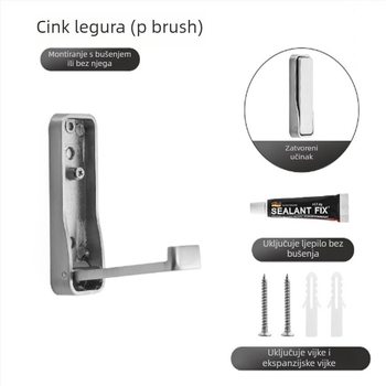 Olefo skriveni kukica za garderobu - bez bušenja, sklopiva, aluminijski spoj, elektroplatirana površina, za vrata/ zid, Model 800, moderni minimalistički stil