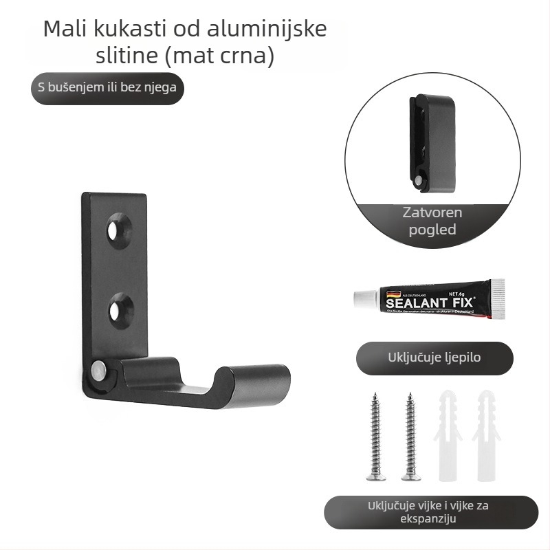 Olefo skriveni kukica za garderobu - bez bušenja, sklopiva, aluminijski spoj, elektroplatirana površina, za vrata/ zid, Model 800, moderni minimalistički stil