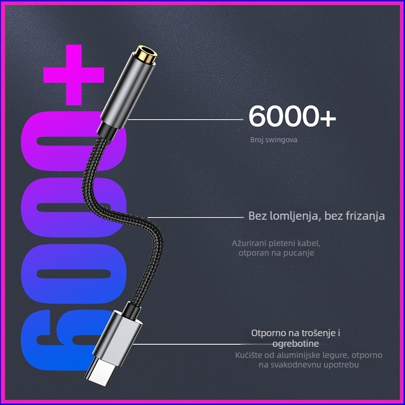 Type-C na 3,5 mm DAC adapter za slušalice za mobilne telefone