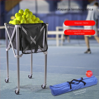 QUCCY sklopiva kolica za tenis lopte s Oxford tkaninom, kapacitet 150 lopti, okvir za skupljanje lopti, prilagođena obrada