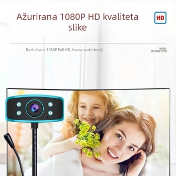 HD USB web kamera s ugrađenim mikrofonom (1080p, 30fps, 2MP, USB 2.0, ručno fokusiranje)