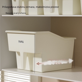 Kutija za pohranu u kuhinji s drškom, PP materijal, kapacitet 18L, izvlačni dizajn, pogodna za viseće ili gornje ormariće, moderni minimalistički organizator
