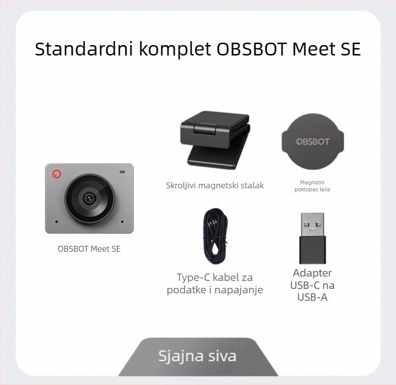OBSBOT Meet SE 4K kamera za prijenos uživo USB 3.0 autofokus s ugrađenim mikrofonom za stolno računalo i videokonferencije (100fps)