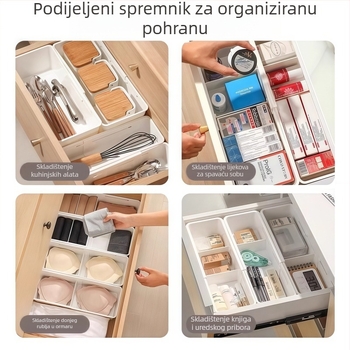 Kutija za ladicu za pohranu s pregradama, podesiva, PP materijal, 5 L kapacitet