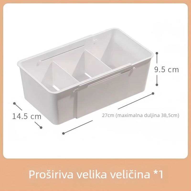 Kutija za ladicu za pohranu s pregradama, podesiva, PP materijal, 5 L kapacitet