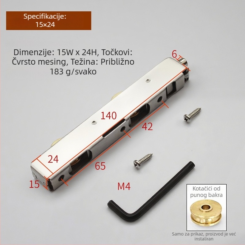 Kuglica za klizna vrata od nehrđajućeg čelika – dugi set kotača od plastično-čeličnog aluminija za vrata i prozore