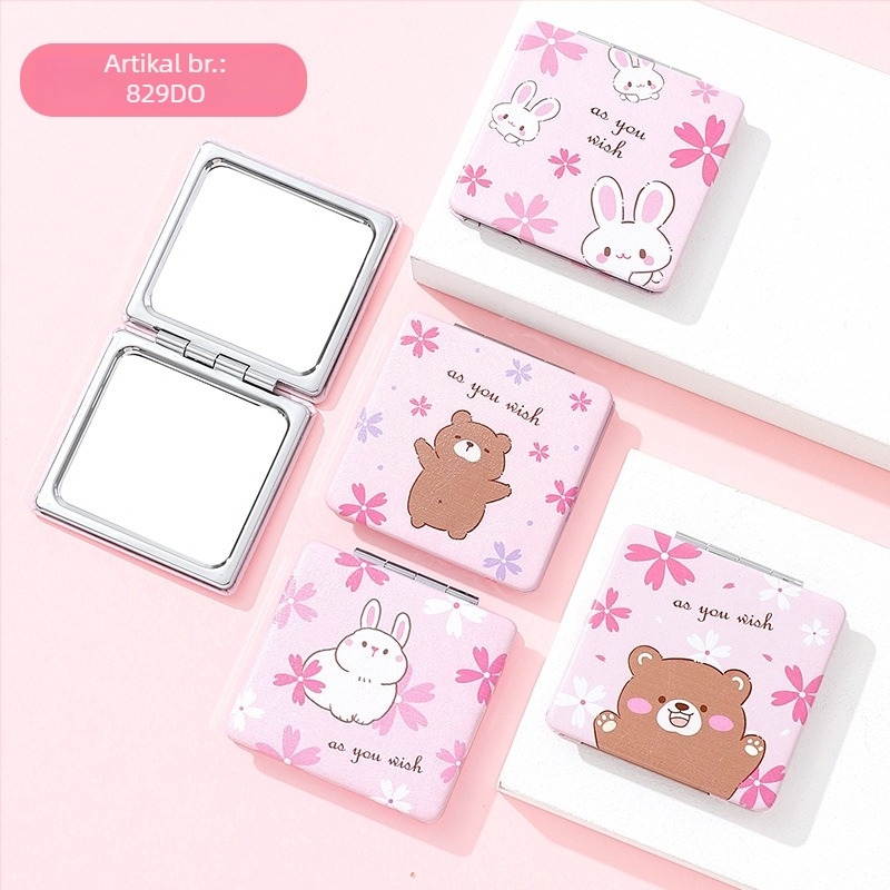 Make-up ogledalo, dvostrano, sklopivo, prenosno s metalnim okvirom i aluminijskim ogledalom