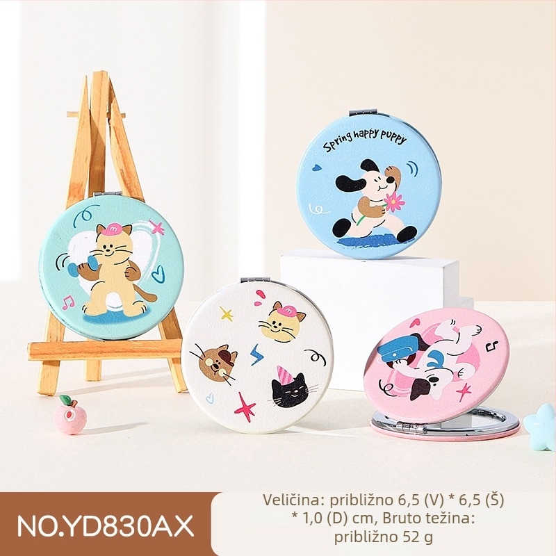 Make-up ogledalo, dvostrano, sklopivo, prenosno s metalnim okvirom i aluminijskim ogledalom