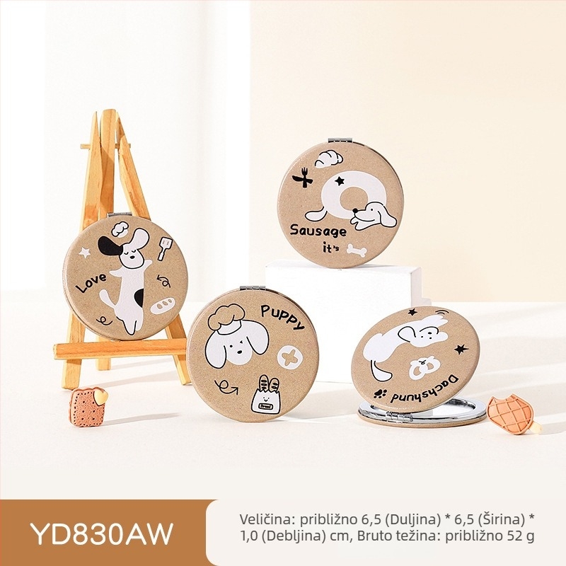 Make-up ogledalo, dvostrano, sklopivo, prenosno s metalnim okvirom i aluminijskim ogledalom