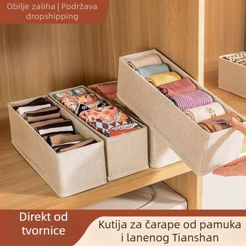 Kutija za skladištenje donjeg rublja od pamuka i lana, s 18 odjeljaka, bez poklopca, za garderobu i ladicu