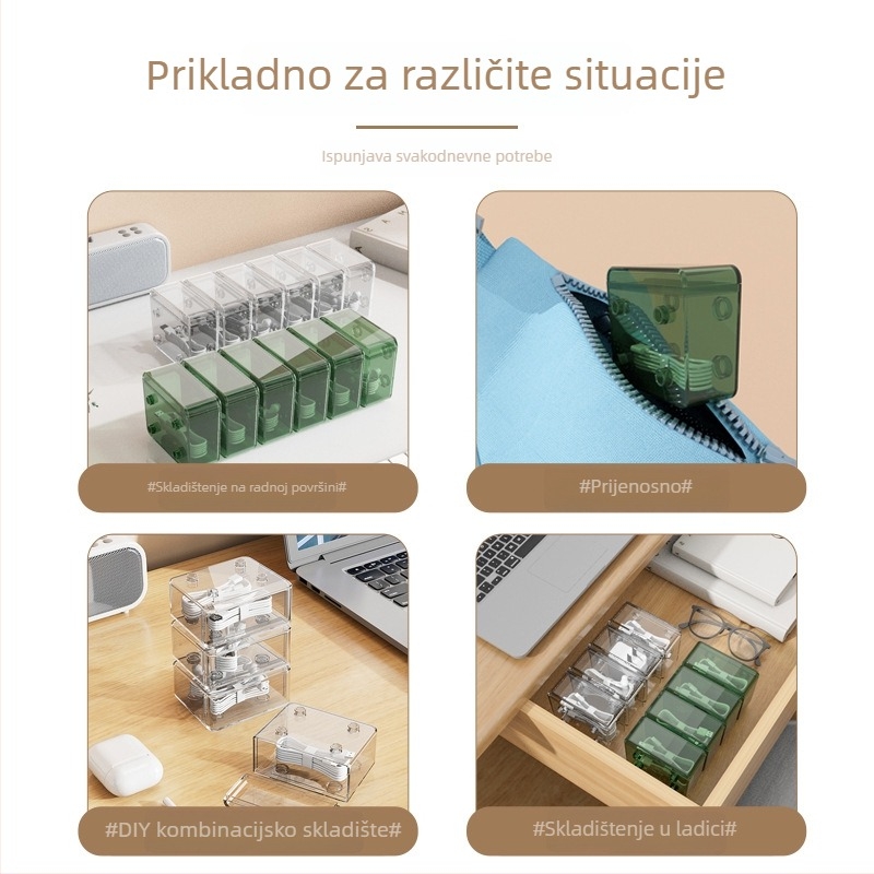 Kutija za pohranu kablova za stol s poklopcem, 1 L kapaciteta, plastika, model SNHDP001