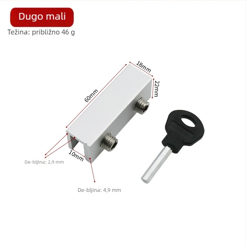 Mehanizam zaključavanja prozora od aluminijske legure, za klizne prozore, s dječjim zaključavanjem i zaštitom od krađe