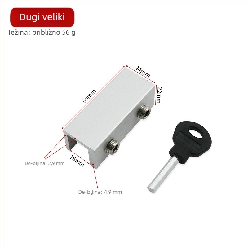 Mehanizam zaključavanja prozora od aluminijske legure, za klizne prozore, s dječjim zaključavanjem i zaštitom od krađe