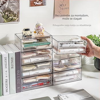 Akrilni stolni organizator za pohranu s ladicom, 1 L kapaciteta, otporan na prašinu, moderni minimalistički stil