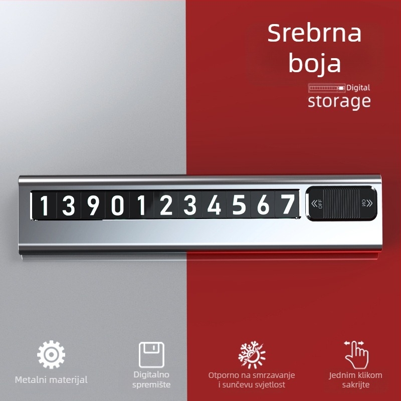 Metalni auto privremen broj za parkiranje i držač broja telefona – ukras, Kaibu care, model VLB, podrijetlo Dongguan, mogućnost tiska logotipa
