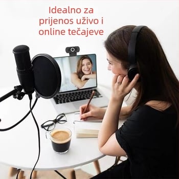HD USB webkamera s ugrađenim mikrofonom, senzor 2 MP, rezolucija 1600x1200, 30 FPS, USB 2.0, za stolno računalo i prijenosno računalo