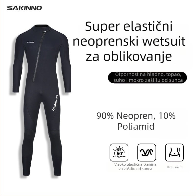 Sharkcono Neopren jednoplošni wetsuit s dugim rukavima i nogavicama – zadržava toplinu; unisex; za ronjenje