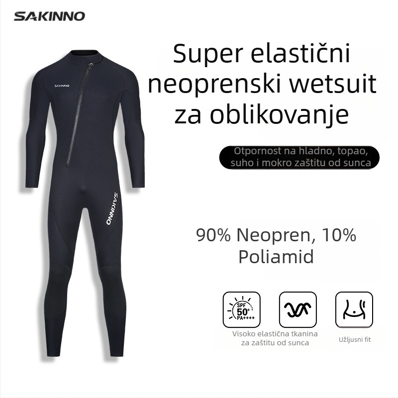 Sharkcono Neopren jednoplošni wetsuit s dugim rukavima i nogavicama – zadržava toplinu; unisex; za ronjenje