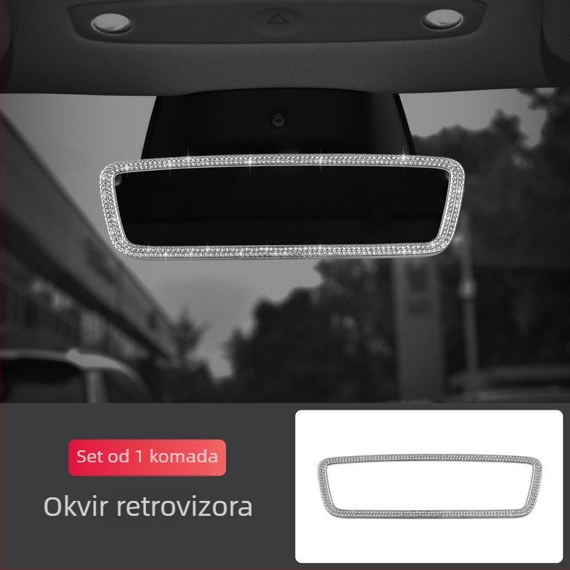 Unutarnje dekorativne naljepnice za Tesla Model 3 i Model Y — marka Yarisland, materijal: naljepnice, ukrašavanje logotipa dijamantima