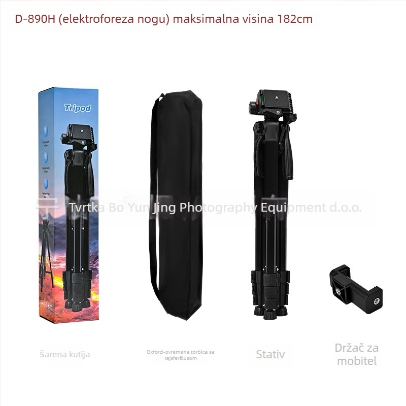 Stativ Cloud Scene D-890H od aluminijske legure, PTZ 3D gimbal, 4 odjeljka, ploča brzog otpuštanja, nosivost 2-5 kg