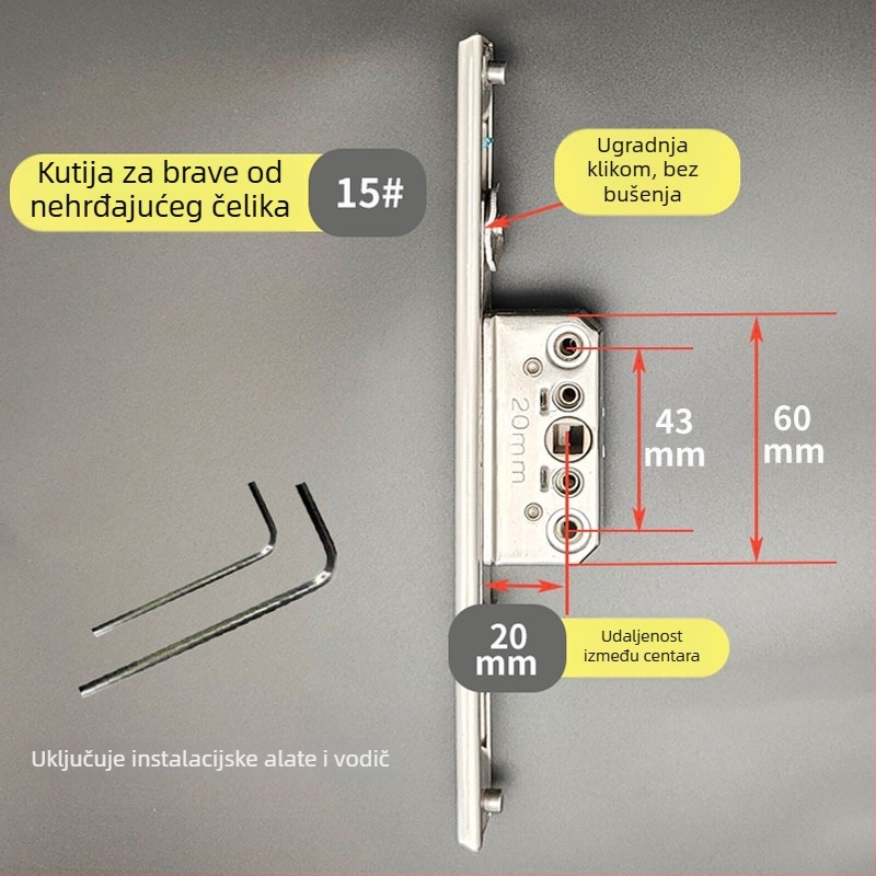 Kutija za zaključavanje od nehrđajućeg čelika za sustav kućnog prozorskog obloga – Model: Kutija za zaključavanje od nehrđajućeg čelika, Šifra: F78788mm7tmm76