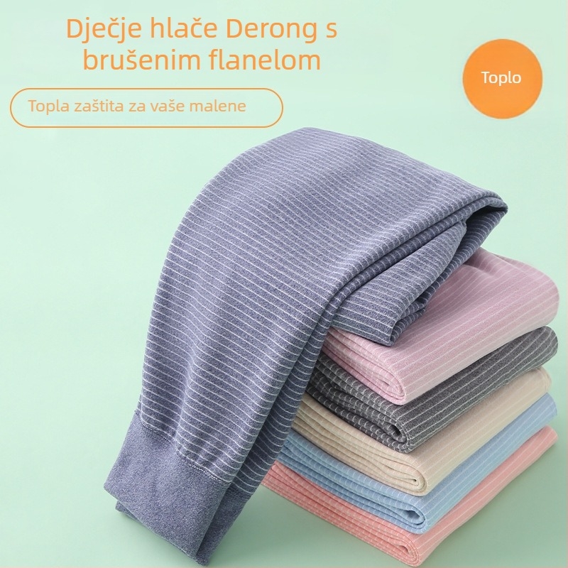 Dječje termalne donje hlače za bazni sloj, prugaste Derong, poliester 91%, jesen-zima, bez šavova, unisex