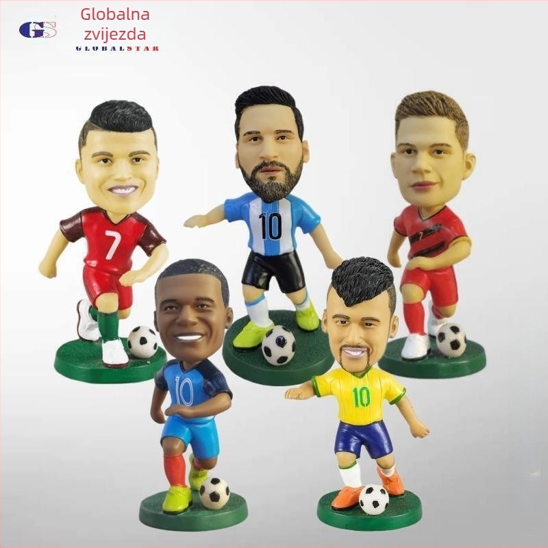 Figura za automobilnu dekoraciju i kućnu izložbu: Messi, Neymar, Ronaldo i Mbappé • Materijal: smola • Broj proizvoda: WN-12 Football • Marka: Global Star (Craft) • Stil: moderni minimalistički