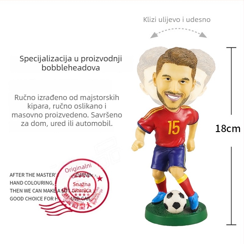Figura za automobilnu dekoraciju i kućnu izložbu: Messi, Neymar, Ronaldo i Mbappé • Materijal: smola • Broj proizvoda: WN-12 Football • Marka: Global Star (Craft) • Stil: moderni minimalistički