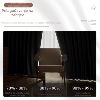 Poliesterska zavjesa tkanina, montaža kukicama i vodilicom, moderan minimalistički stil, proces bojanja, pogodno za kutne prozore i prozore od poda do stropa