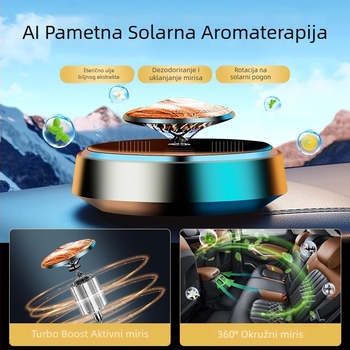 Automobilska parfemska ukras s solarnim napajanjem i suspendiranim rotirajućim dizajnom, metalni držač; volumen 10-20 ml; miris Ocean Osmanthus Cologne; funkcije: dekoracija, aromatizacija i uklanjanje mirisa; isparavanje 61-90 dana