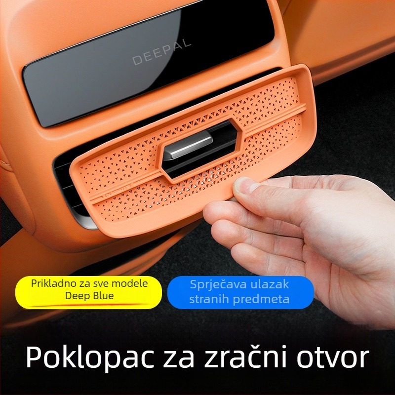 Stražnji zaštitni poklopac izlaza klima uređaja za Sl03/S07/L07/S05, plastični, montaža s usisnom čašom, reflektirajuće upozoravajuće naljepnice