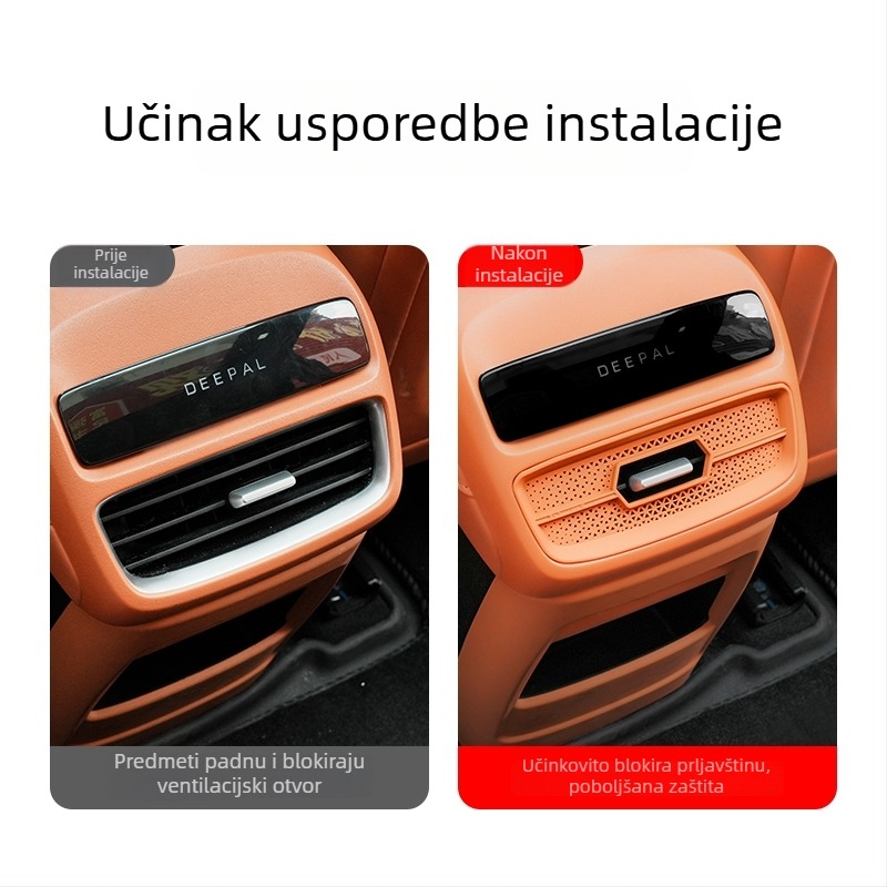 Stražnji zaštitni poklopac izlaza klima uređaja za Sl03/S07/L07/S05, plastični, montaža s usisnom čašom, reflektirajuće upozoravajuće naljepnice