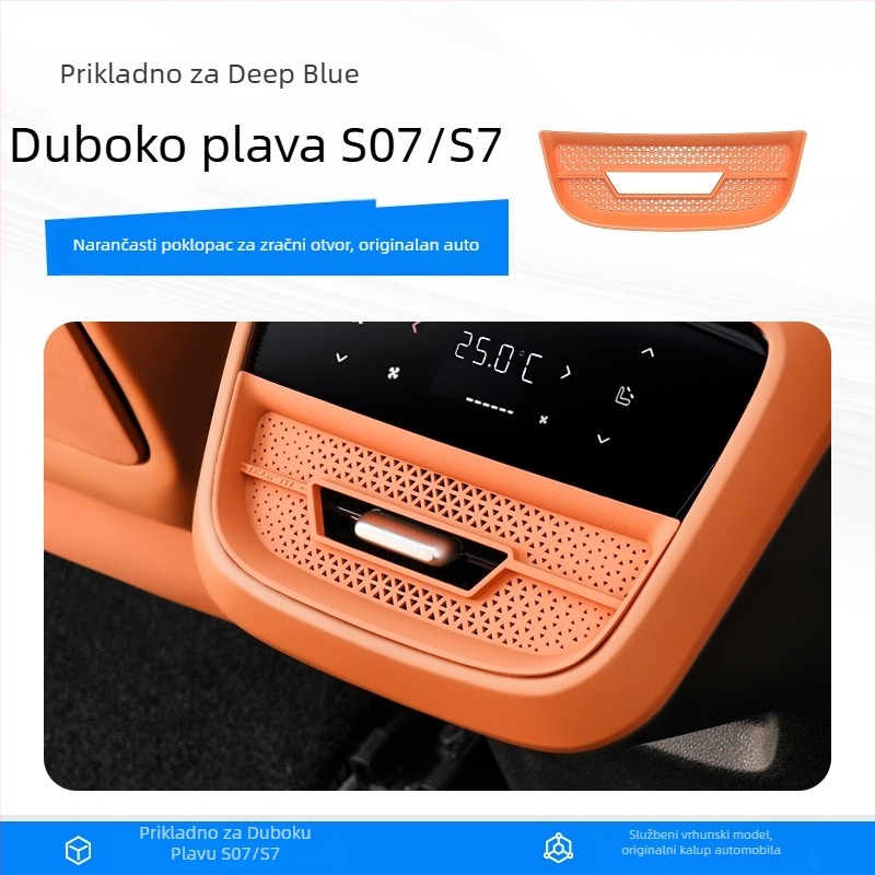Stražnji zaštitni poklopac izlaza klima uređaja za Sl03/S07/L07/S05, plastični, montaža s usisnom čašom, reflektirajuće upozoravajuće naljepnice
