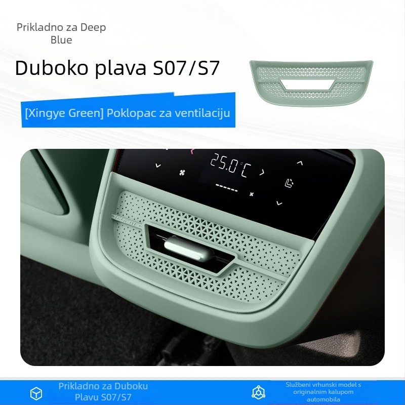 Stražnji zaštitni poklopac izlaza klima uređaja za Sl03/S07/L07/S05, plastični, montaža s usisnom čašom, reflektirajuće upozoravajuće naljepnice
