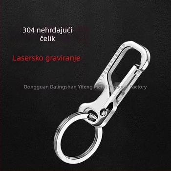 Kljucni lanac od 304 nehrđajućeg čelika za automobil s kukom, moderan umjetnički stil, premium dar muškarcima