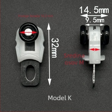 Set kolotura za zavjese na tračnici — plast/nerđajući čelik, prilagodljiv, moderan minimalistički stil